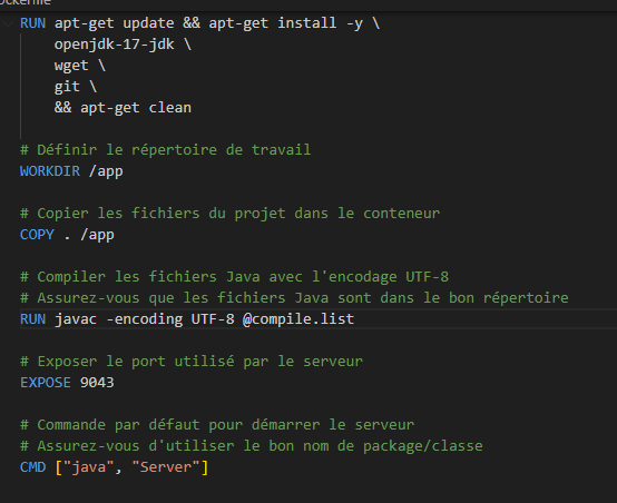 Configuration Docker pour le projet Socket