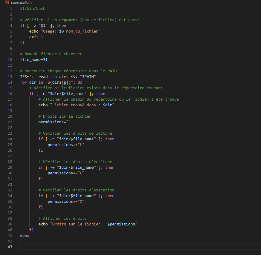Programme Shell basique