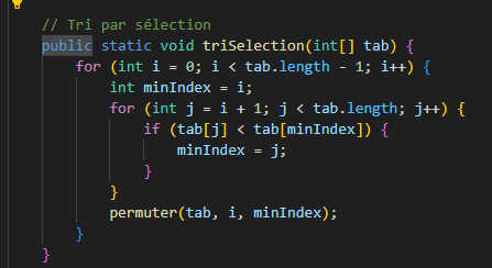 Illustration du tri par sélection